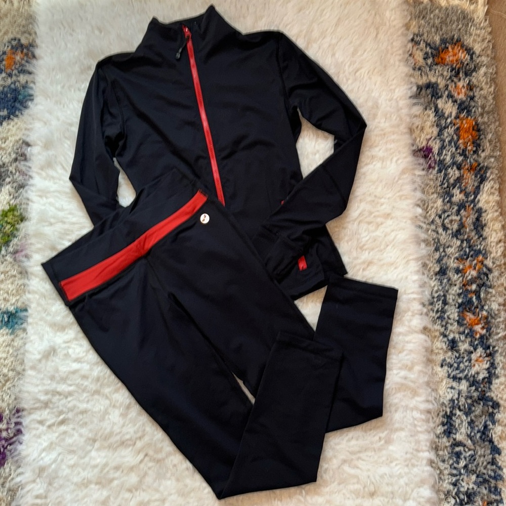 2 Piece Set, 7/8 Leggings & Full-Zip Long Sleeve Jacket, Size 8
